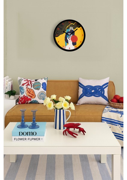 Modern Sanat Yüz Tasarımı Duvar Saati - 25CM - Önü Camlı Siyah Kasa - Sessiz Mekanizma fiyatları