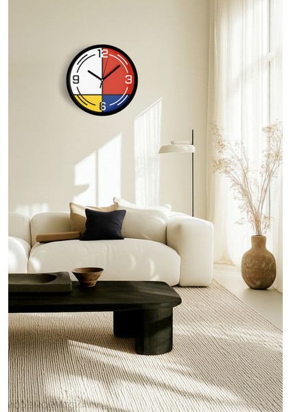 Soyut - Geometrik Temalı Modern Duvar Saati - 25CM - Önü Camlı Siyah Kasa - Sessiz Mekanizma fiyatları