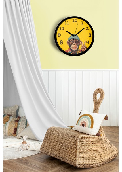 Cool Maymun Tasarım Modern Duvar Saati - 25CM - Önü Camlı Siyah Kasa - Sessiz Mekanizma fiyatları