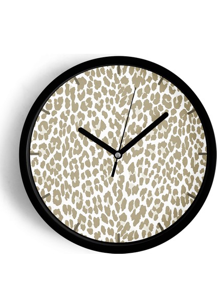 Soyut Leopar Desenli Modern Duvar Saati - 25CM - Önü Camlı Siyah Kasa - Sessiz Mekanizma