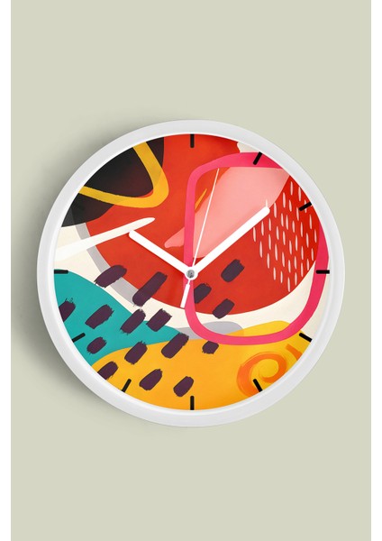 Modern Duvar Saati - 25CM - Önü Camlı Beyaz Kasa - Sessiz Mekanizma