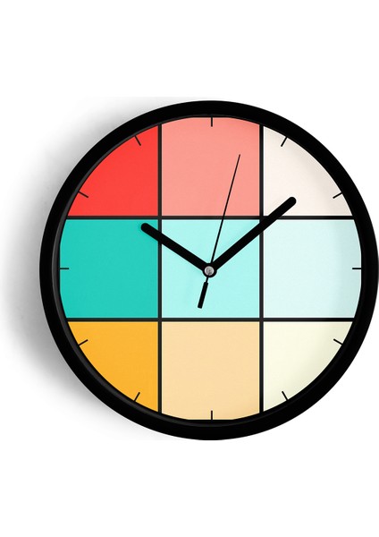 Modern Tasarım Duvar Saati - 25CM - Önü Camlı Siyah Kasa - Sessiz Mekanizma