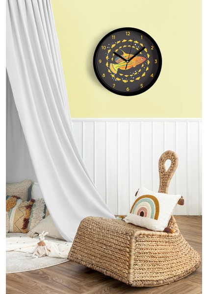 Sevimli Balık Tasarımı Çocuk Odası Duvar Saati - 25CM - Önü Camlı Siyah Kasa - Sessiz Mekanizma fiyatları