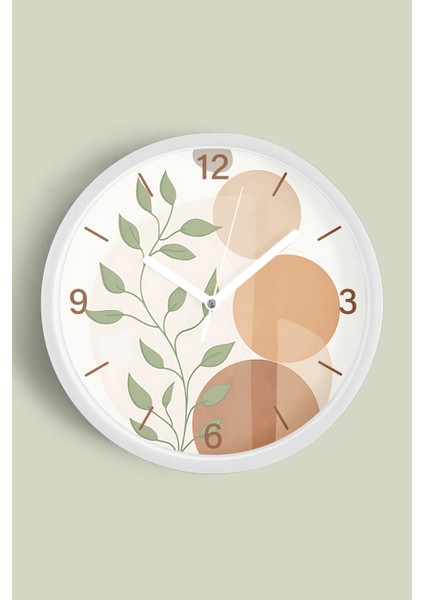 Soyut Tasarım Modern Duvar Saati - 25CM - Önü Camlı Beyaz Kasa - Sessiz Mekanizma