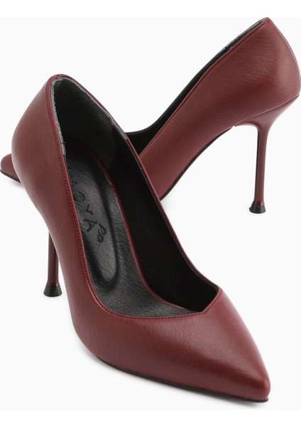 Arya Hakiki Deri Siyah Stiletto Kadın Topuklu Ayakkabı