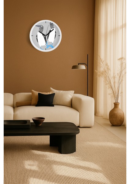 Sevimli Kuş Temalı Modern Duvar Saati - Çocuk Odası - 25CM - Önü Camlı Beyaz Kasa - Sessiz Mekanizma fiyatları