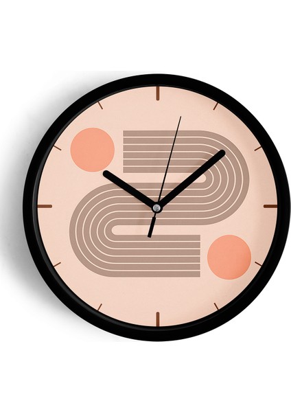 Soyut - Bohem - Geometrik Temalı Modern Duvar Saati - 42CM - Önü Camlı Siyah Kasa - Sessiz Mekanizma