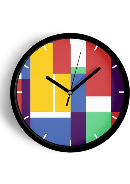 Modern Duvar Saati - 42CM - Önü Camlı Siyah Kasa - Sessiz Mekanizma