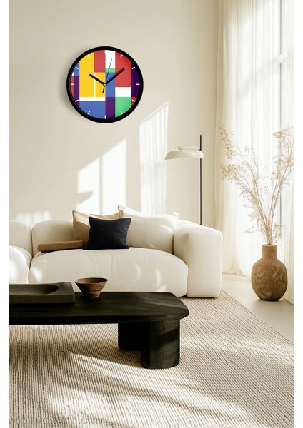 Modern Duvar Saati - 42CM - Önü Camlı Siyah Kasa - Sessiz Mekanizma fiyatları
