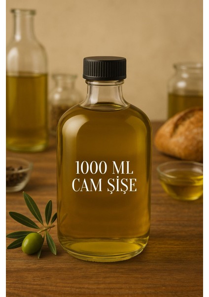 1 Adet 1000 ml Şeffaf Tombul Yağ Şişesi Sızdırmaz Kilitli Kapaklı 1000 cc Yağdanlık Cam Şişe