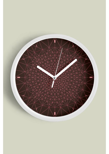 Optik Illüzyon Desenli Soyut Modern Duvar Saati - 25CM - Önü Camlı Beyaz Kasa - Sessiz Mekanizma