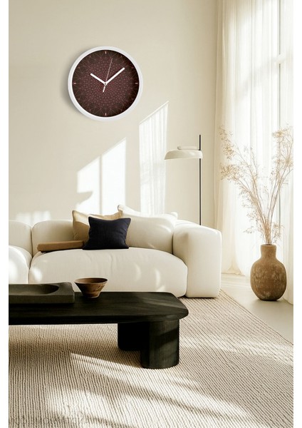 Optik Illüzyon Desenli Soyut Modern Duvar Saati - 25CM - Önü Camlı Beyaz Kasa - Sessiz Mekanizma fiyatları