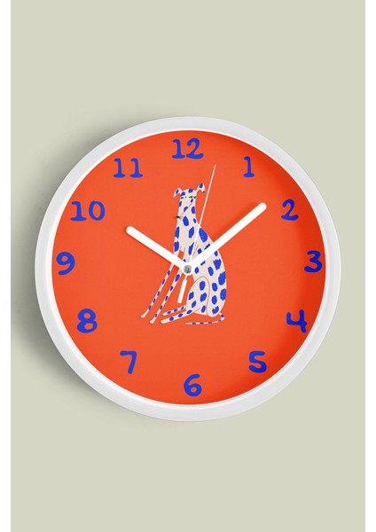 Sevimli Köpek Tasarım Çocuk Odası Duvar Saati - 25CM - Önü Camlı Beyaz Kasa - Sessiz Mekanizma