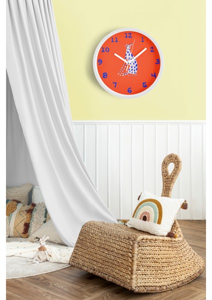 Sevimli Köpek Tasarım Çocuk Odası Duvar Saati - 25CM - Önü Camlı Beyaz Kasa - Sessiz Mekanizma fiyatları