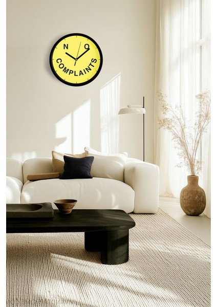 ' No Complaints '' Yazıllı Modern Tasarım Duvar Saati - 25CM - Önü Camlı Siyah Kasa fiyatları