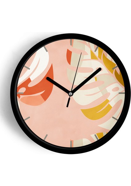 Soyut - Bohem - Geometrik Temalı Modern Duvar Saati - 25CM - Önü Camlı Siyah Kasa - Sessiz Mekanizma