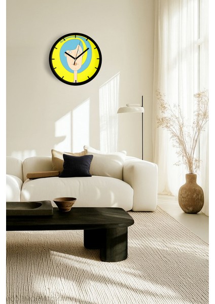 Mavi Saç Modern Duvar Saati - 42CM - Önü Camlı Siyah Kasa - Sessiz Mekanizma fiyatları