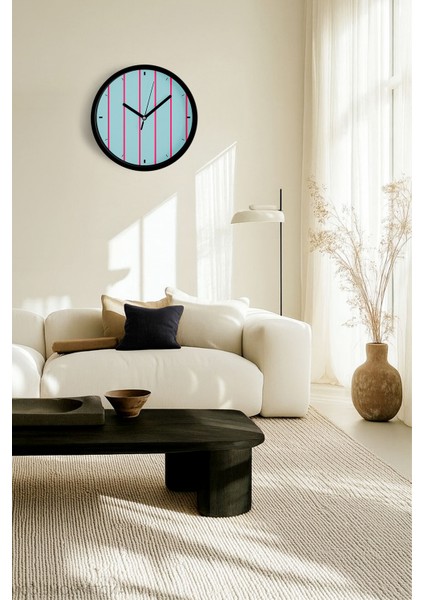 Dikey Çizgili Tasarım Modern Duvar Saati - 25CM - Önü Camlı Siyah Kasa - Sessiz Mekanizma fiyatları