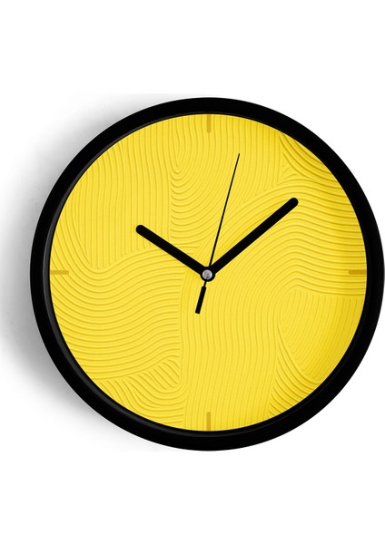 Soyut Alçı Görünümlü Modern Duvar Saati - 25CM - Önü Camlı Siyah Kasa - Sessiz Mekanizma