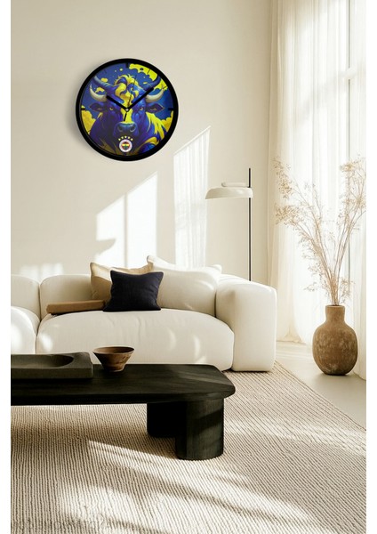 Fenerbahçe Tasarımlı Modern Duvar Saati - 25CM - Önü Camlı Siyah Kasa - Sessiz Mekanizma fiyatları