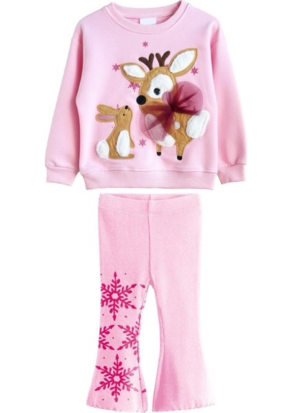 Kız Çocuk Baskılı 3 Iplik Pamuklu Kumaş Alt Üst Takım fiyatları