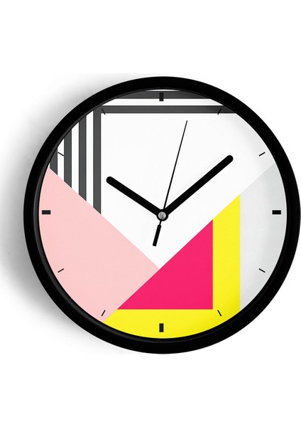 Modern Duvar Saati - 25CM - Önü Camlı Siyah Kasa - Sessiz Mekanizma