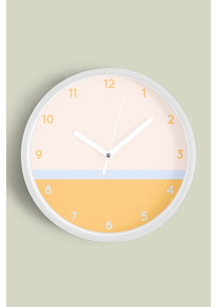 Sade Soft Renkler Modern Tasarım Duvar Saati - 25CM - Önü Camlı Beyaz Kasa - Sessiz Mekanizma