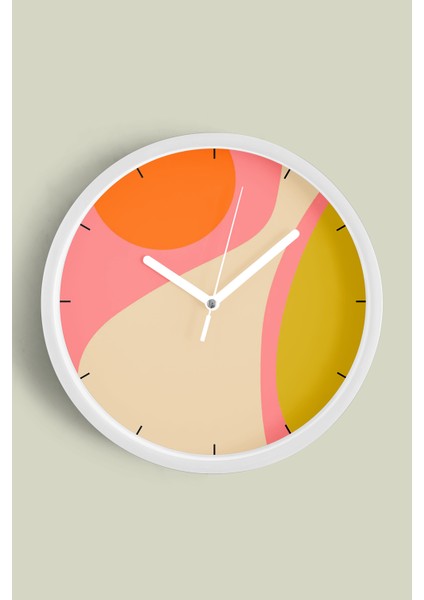 Soyut Modern Tasarım Duvar Saati - 25CM - Önü Camlı Beyaz Kasa - Sessiz Mekanizma