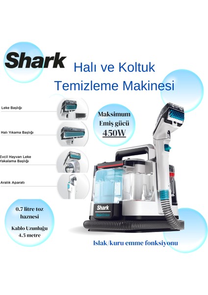 Ninja Kolay Taşınabilir Halı ve Koltuk Temizleme Makinesi Beyaz