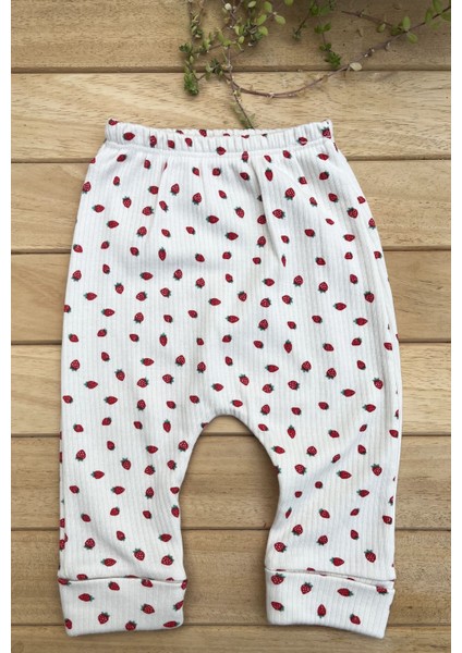 Kız Bebek 2’li Takım Çilek Baskılı Uzun Kollu Fitilli Kaşkorse Çıtçıtlı Body fırsatları