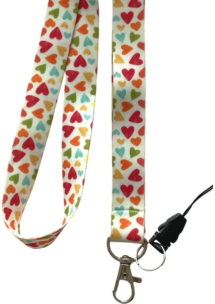 Beyaz Renkli Kalp Desenli Boyun Ipi Telefon Askısı modelleri