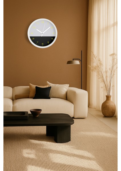 Modern Tasarım Duvar Saati - 25CM - Önü Camlı Beyaz Kasa - Sessiz Mekanizma fiyatları