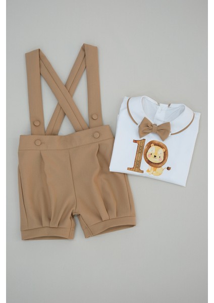 1 Yaş Aslan Baskılı Şort Salopet Takım fiyatları