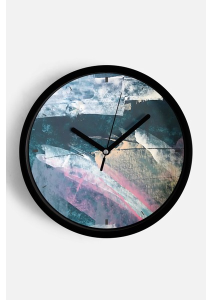Soyut Modern Tasarım Duvar Saati - 42CM - Önü Camlı Siyah Kasa - Sessiz Mekanizma