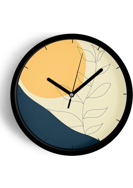 Soyut Modern Tasarım Duvar Saati - 25CM - Önü Camlı Siyah Kasa - Sessiz Mekanizma