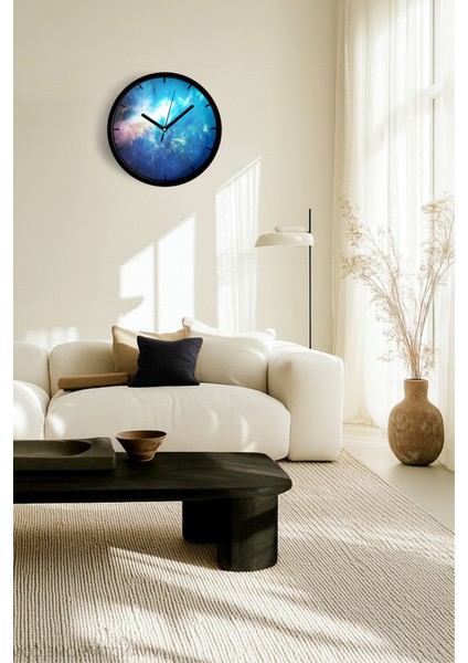 Yıldız Tozu Modern Tasarım Duvar Saati - 25CM - Önü Camlı Siyah Kasa - Sessiz Mekanizma fiyatları