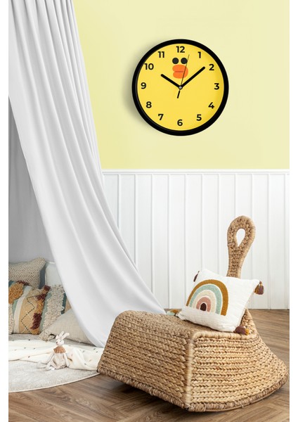 Çocuk Odası Duvar Saati - 25CM - Önü Camlı Siyah Kasa - Sessiz Mekanizma fiyatları