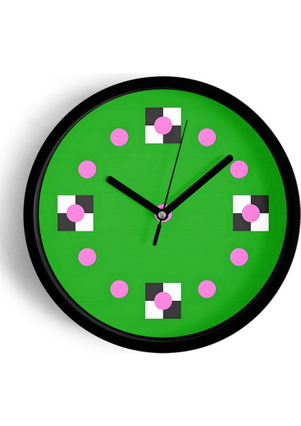 Soyut - Geometrik Temalı Modern Duvar Saati - 42CM - Önü Camlı Siyah Kasa - Sessiz Mekanizma