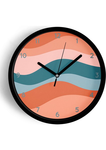 Modern Tasarım Duvar Saati - 42CM - Önü Camlı Siyah Kasa - Sessiz Mekanizma