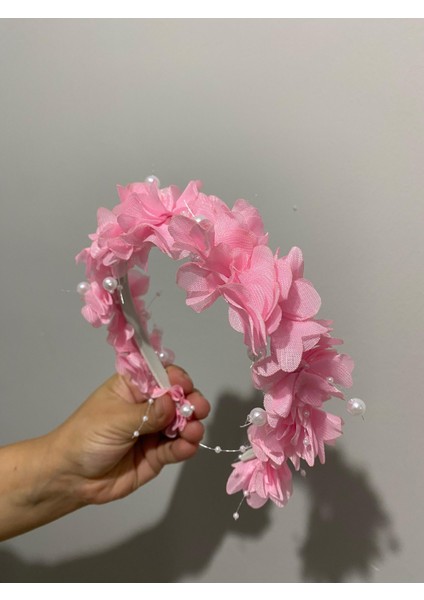 Pembe Çiçekli Incili Taç Lohusa-Nedime-Çocuk fiyatları