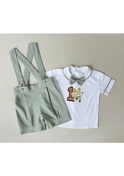 1 Yaş Safari Baskılı Şort Salopet Takım fiyatları