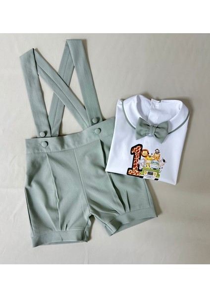 1 Yaş Safari Baskılı Şort Salopet Takım modelleri
