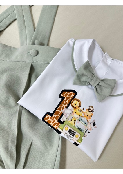 1 Yaş Safari Baskılı Şort Salopet Takım fırsatları