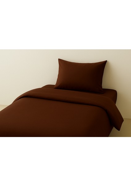 Acı Kahve Renkli Pamuk-Saten Nevresim Takımı