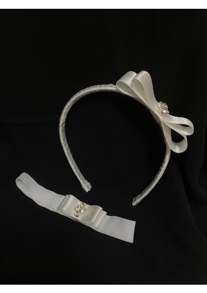 Kristal Taşlı Anne Taçı ve Bebek Bandanası Set