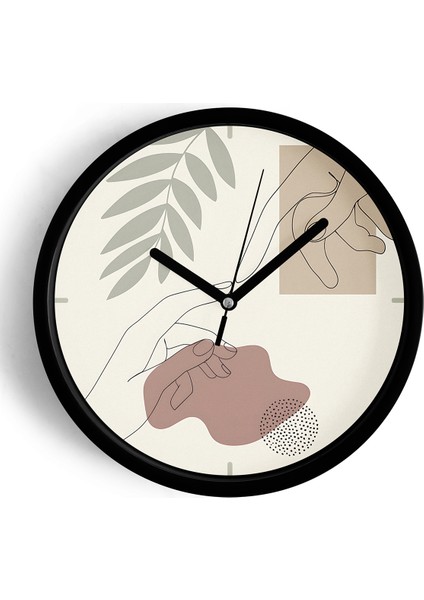 Soyut - Bohem - Geometrik Temalı Modern Duvar Saati - 25CM - Önü Camlı Siyah Kasa - Sessiz Mekanizma