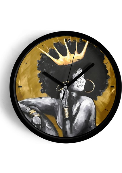 Soyut Siyahi Insan Modern Tasarım Duvar Saati - 42CM - Önü Camlı Siyah Kasa - Sessiz Mekanizma