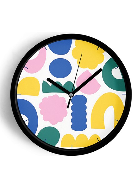 Soyut - Geometrik Temalı Modern Duvar Saati - 42CM - Önü Camlı Siyah Kasa - Sessiz Mekanizma