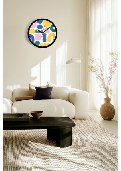 Soyut - Geometrik Temalı Modern Duvar Saati - 42CM - Önü Camlı Siyah Kasa - Sessiz Mekanizma fiyatları