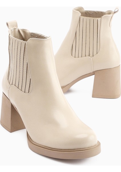 Marya Bej Lastikli Kadın Topuklu Bot